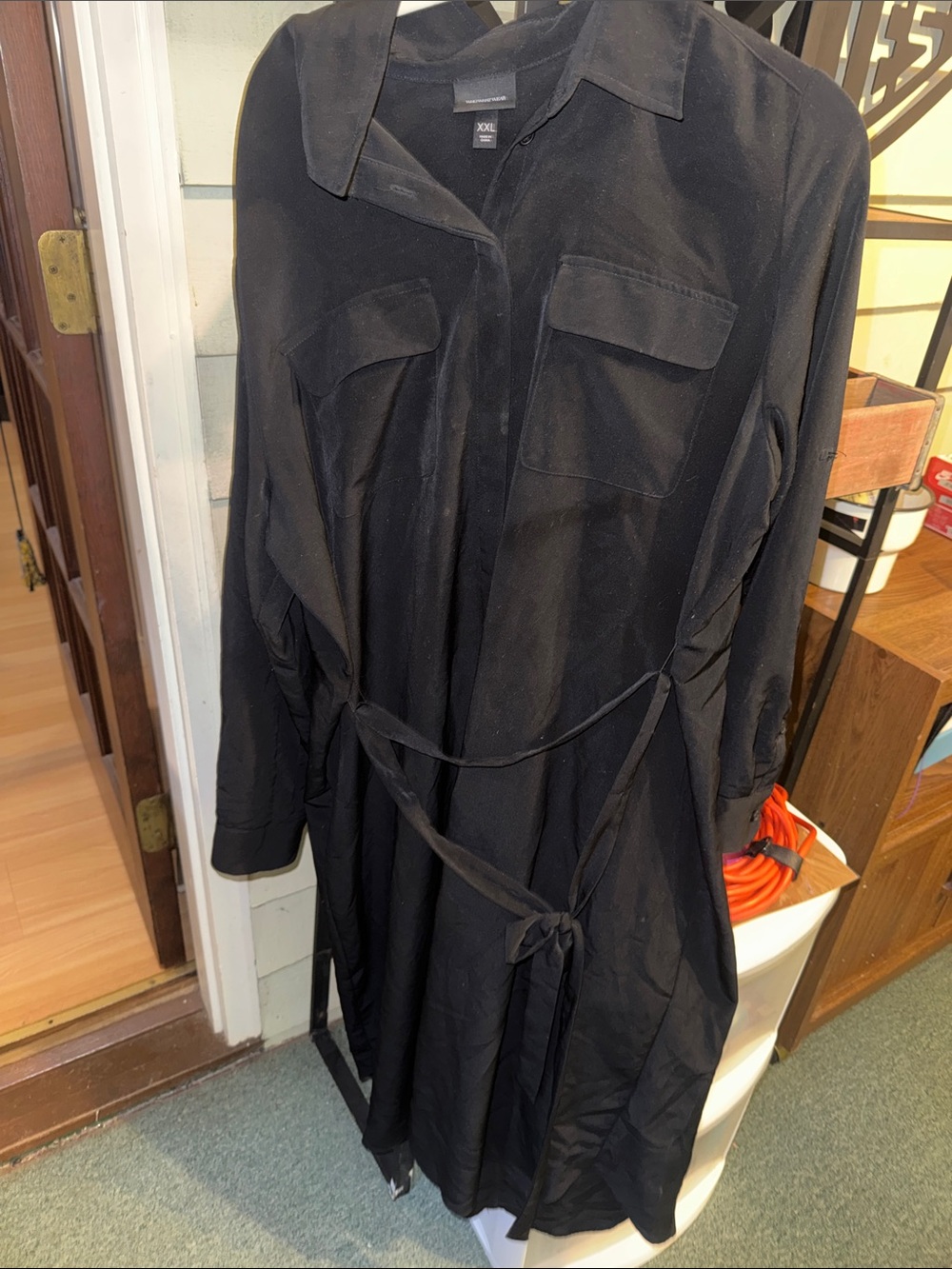 Who What Wear Black Trench Shirt Dress with Tie Belt